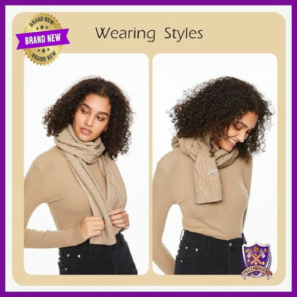 Chunky Cable Knit Winter Scarf - Extra Long Warm Wrap for Cold Weather - Picture 7 of 8